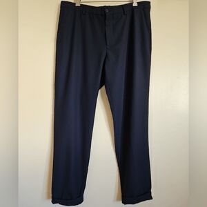 Zara Dark Blue Dress Pants Tapered Cuffed Leg Slim Fit Size 36